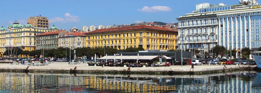 7 RIJEKA Rijeka is a city and port in the Rijeka Bay, on the northern coast of the Kvarner Gulf. The average temperature in January reaches 5 C, while in July 22.8 C.