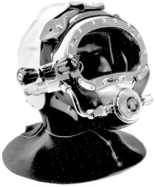 The breathing system components on these three helmets are also compatible with our Kirby Morgan Band Mask, models 18A/B and 28B.