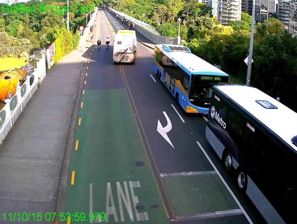 CCTV footage showing a bus overtaking cyclists on Grafton Bridge Interaction of taxis with