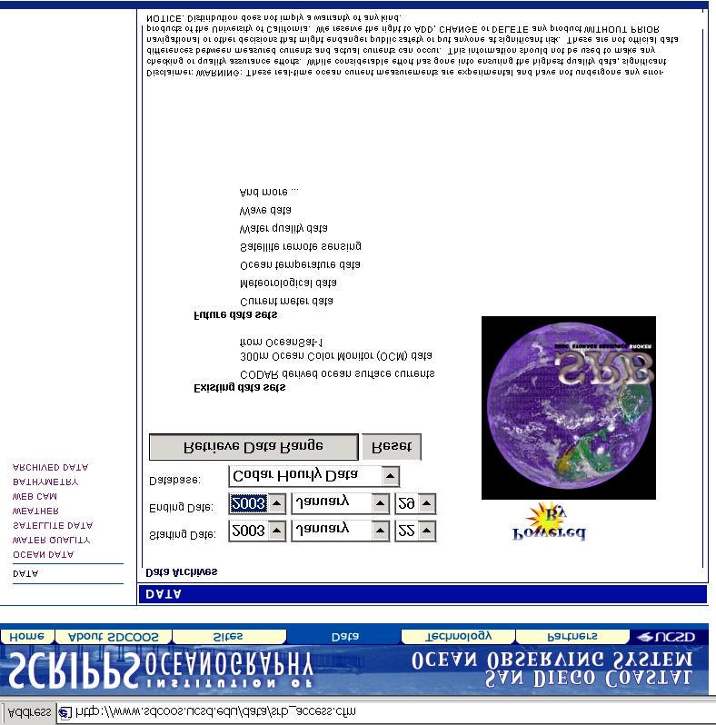 Figure 8. A data archive has been developed for SDCOOS which users can access from the internet.