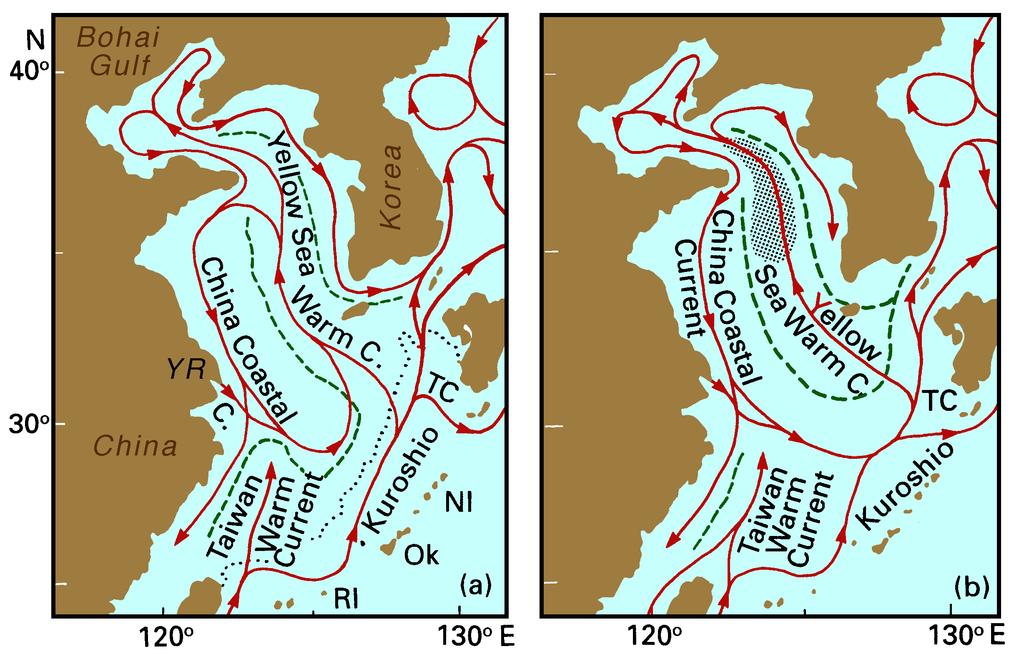 Adjacent Seas of the Pacific Ocean 169 above those of the coastal waters (Figure 10.12). Current speeds are generally below 0.