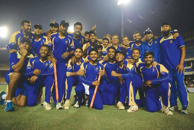 VIJAY HAZARE TROPHY Defending champions, Karnataka romped to a 156-run win over Punjab at the Sardar Patel Stadium in Motera to keep the domestic one-day trophy.