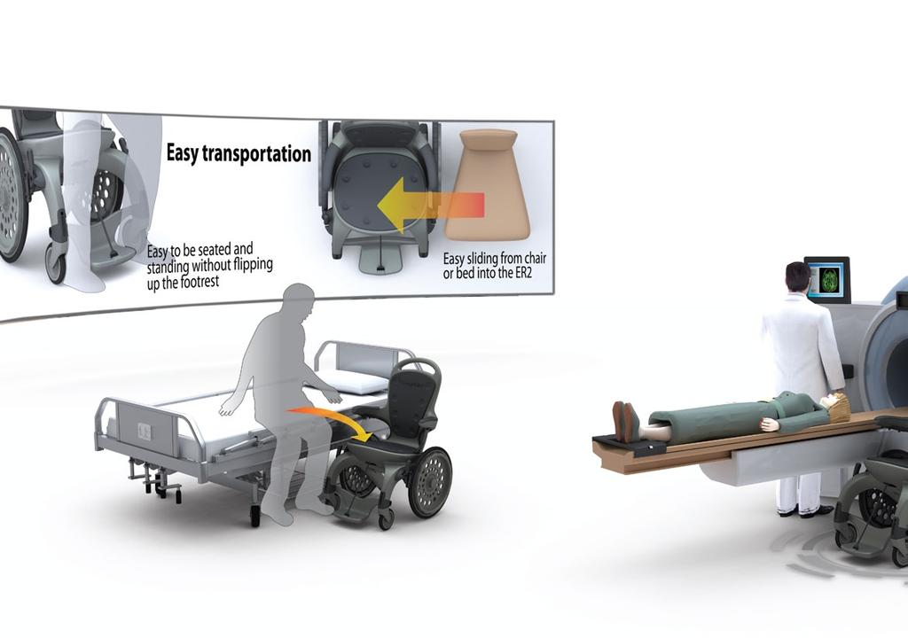 EasyRoller 2 ER2 is custom made for institutions and is solving many daily problems for the patient and the medical personnel.