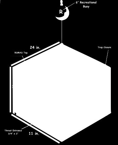 Figure 8: Pinfish Trap Diagram: Figure 8: The figure above is a diagram of the pinfish trap that will be used for this experiment, including exact dimensions.