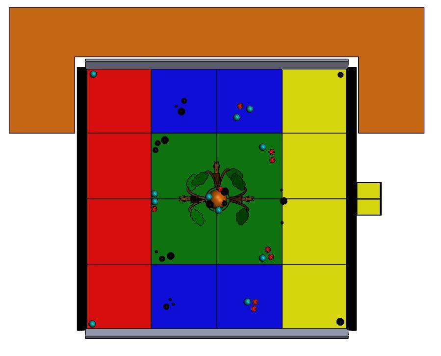 Section 2 The Game 2.1 Overview This section describes the CREATE Junior game called Recycle Rescue. It also lists the game definitions and game rules. 2.2 Game Description and Field Drawings Matches are played on a field initially set up similar to the figure below.