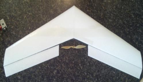 Position elevons, thick side towards the wing, with the point of the slanted cut at the top of the wing. 37. Cut the elevons to length to get the prop clearance.