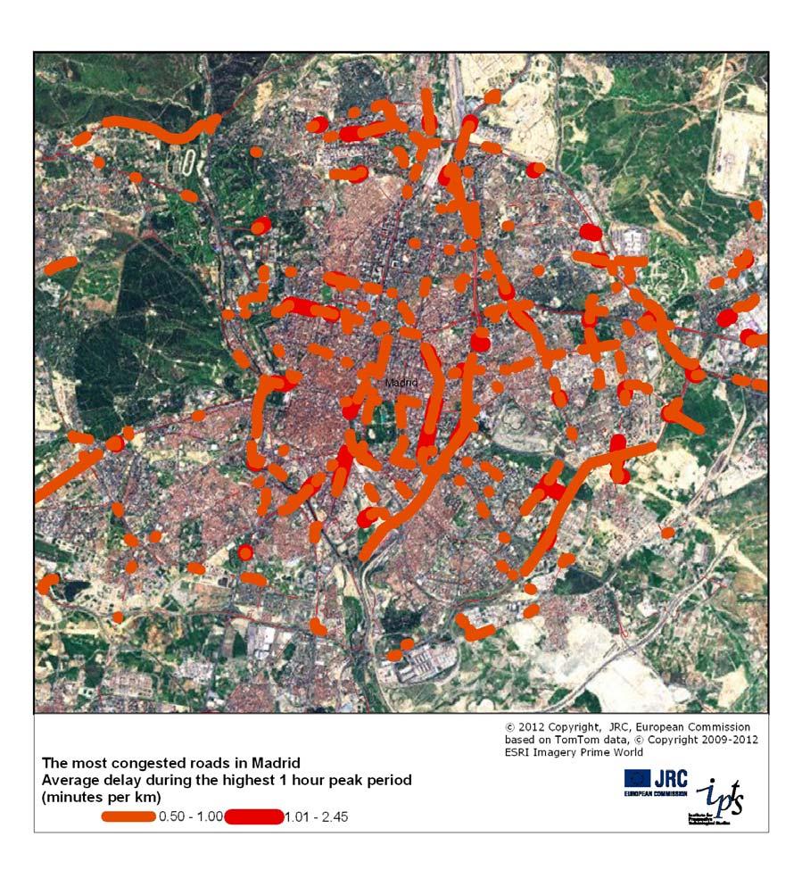 Figure 10: Most congested roads in Madrid: