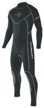 Flat seam construction is a stitching pattern that provides comfort, strength and flexibility on warm water suits Thumb and foot straps, for added convenience Back zipper for