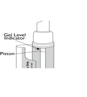 (Figure G) When to replace NATESTO: Replace your NATESTO dispenser when the top of the piston inside the dispenser reaches the arrow at the tip of the inside label.