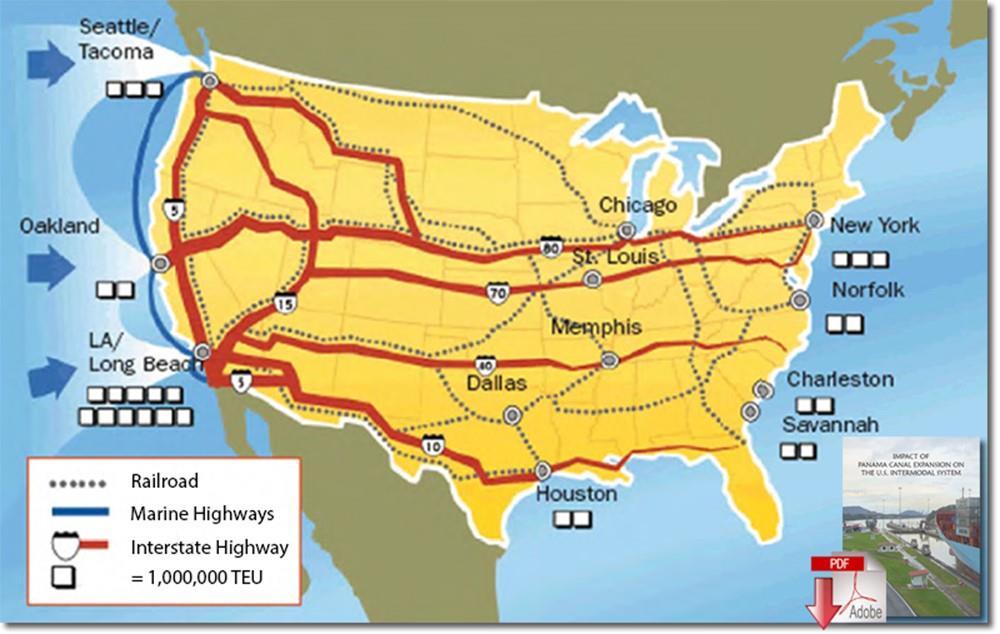 U.S. intermodal and interstate highway corridors