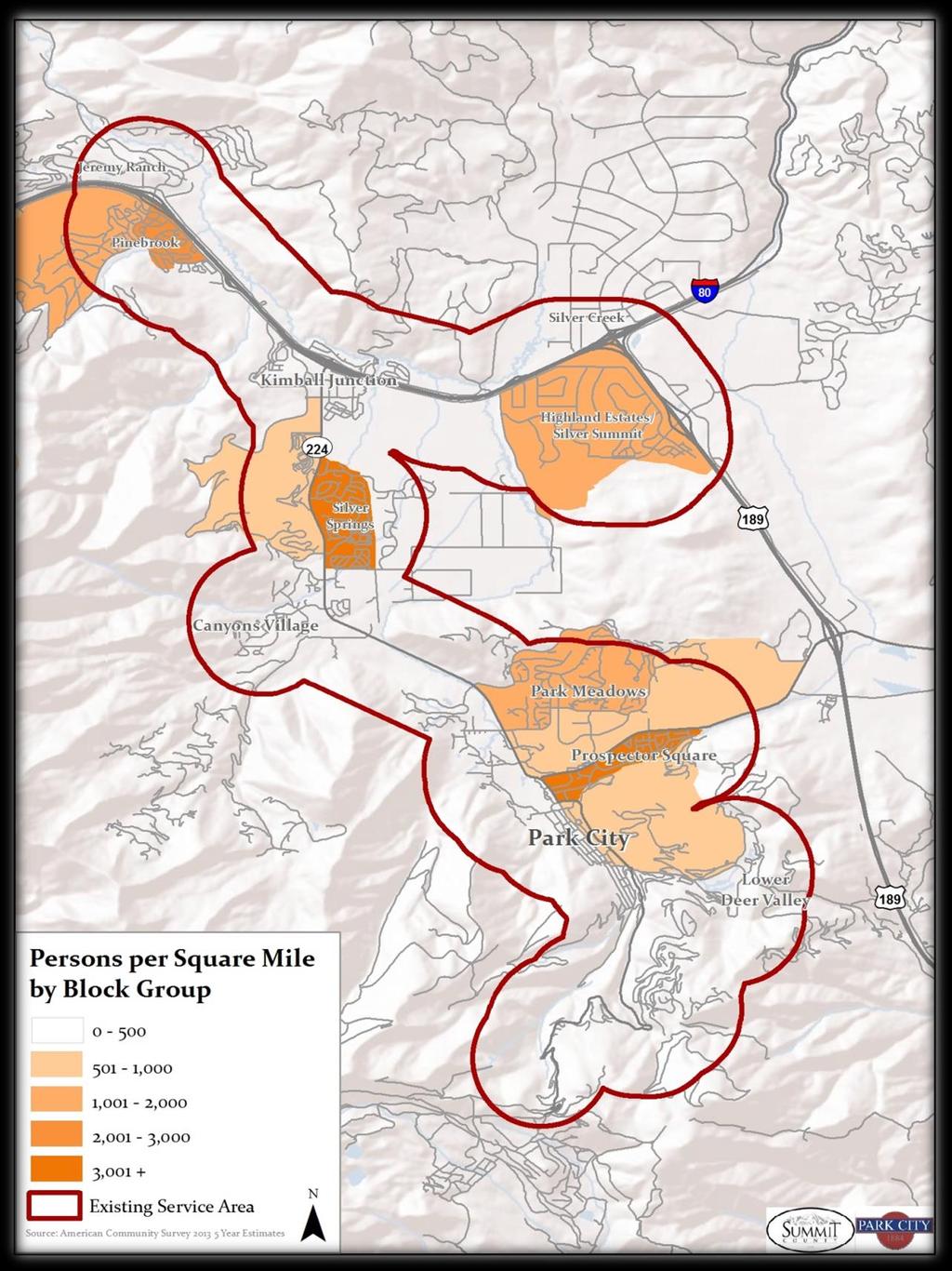 Demographics, Land Uses and Travel Patterns Figure 2-3: Service Area Density