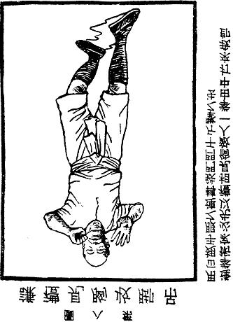 Fig.8 DIAO JIAO SHOU XUN JIAN LI QIAN Suspend your foot, pull in your breast*, perform the greeting ceremony 8 Translation: When you meet a follower of another school of Fighting Arts, first of all,