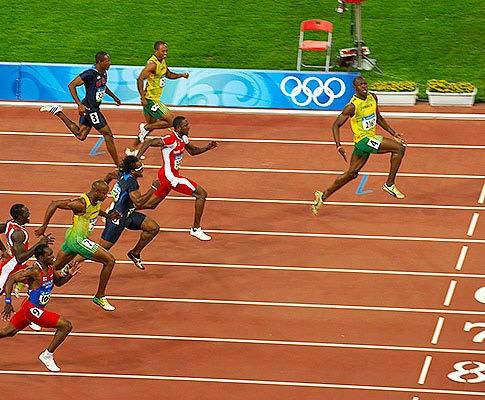 Bolt wins gold in 100m, 200m and 4x100m relay at the Olympics in Beijing.