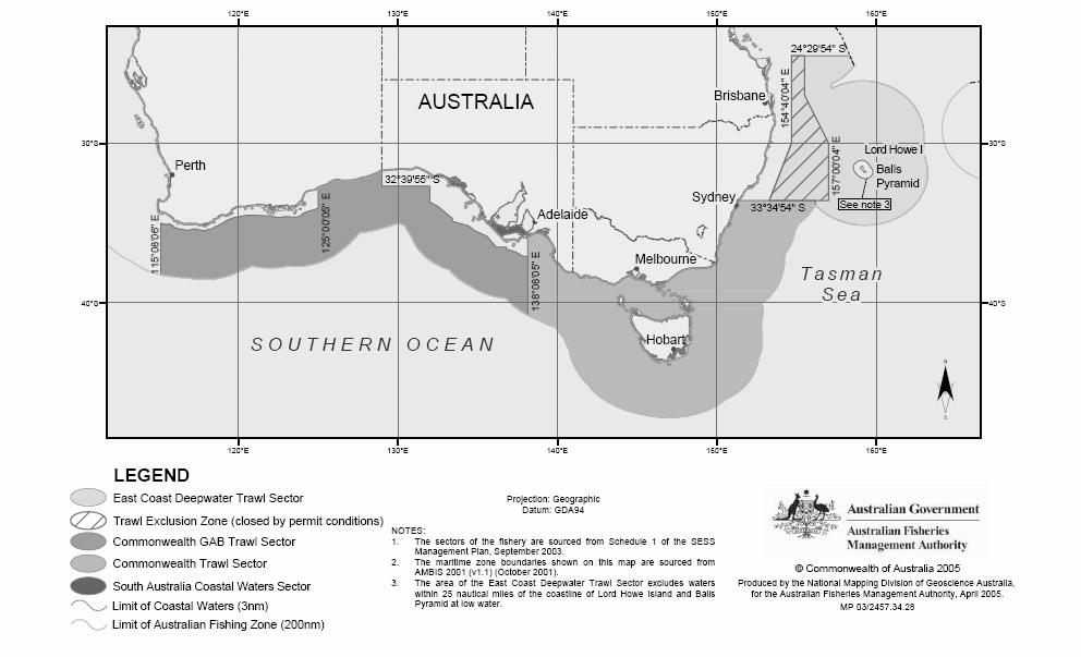 Figure 1. Southern and Eastern Scalefish and Shark Fishery Commonwealth Trawl Sectors 33.