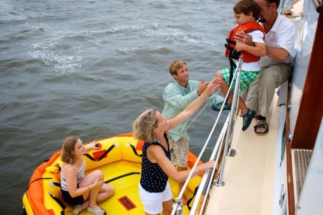 Launching continued Rafts packed in the Hard Container If you need to manually deploy the raft, or your raft does not have a hydrostatic release, first make sure the painter line (coming out of the