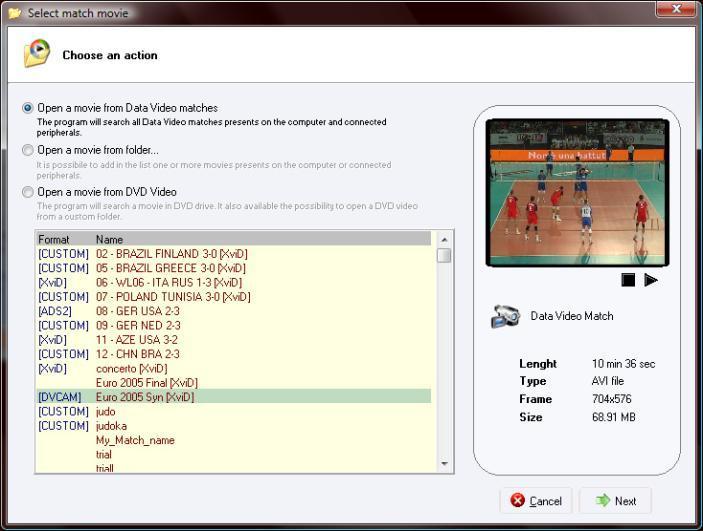 This media player can only be found in the professional Data Volley 2007 and Data Volley 2007 versions.