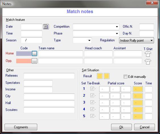 Data Volley 2007-49 2.2.3 NEW MATCH By selecting New Match from the File Menu, the program will initiate the scouting phase for a new match in the current season.