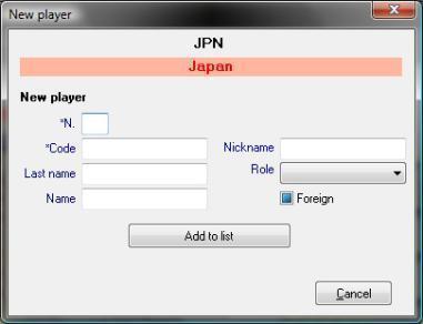 50 - Data Volley 2007 modify player details: select a player and enter the information in the relative fields on the right hand side of the window and then press the Apply button.