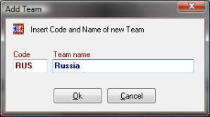 The Team Database will be empty when you open the program for the first time.