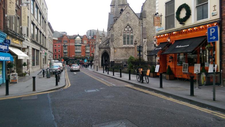 Trinity Street is southbound from Dame Street to St Andrew s Street. The Trinity Street carriageway width varies from approximately 5.3m to 6.7m kerb-to-kerb, consisting of 2x 2.65m to 3.