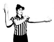 official s whistle, a player step into center circle or crosses the restraining line before the whistle.