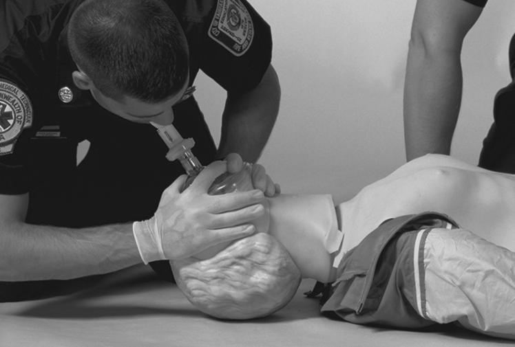 Early Defibrillation by First Responders 9 6 Rescuer One gives two breaths (1 second per breath). Allow time for complete deflation of the lungs between breaths.