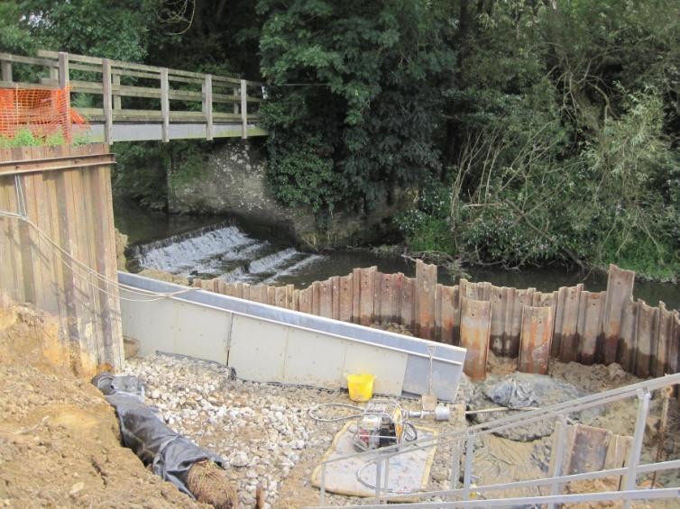 Arun Fish pass during construction Works Complete Low Cost Baffle during installation Eel pass under