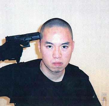 Left photo Seung Hui Cho with firearm pointed to his head 8 (See figure 7) Figure 7 Right photo Seung Hui Cho armed with several firearms 9 (See figure 8) Figure 8 Domestic Dispute/Disputes o