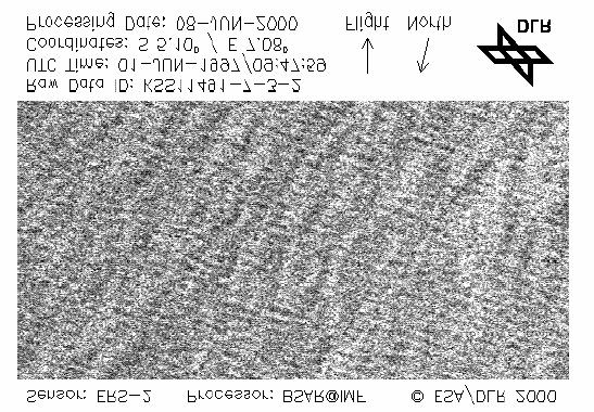 Fig 5: Example of an imagette from ERS-2 Similar methods to derive the individual wave heights, not merely the spectra, are applied to waves detected by ship radar by the MaxWave partner Ocean Waves,