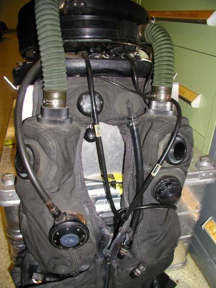 Figure 25. The EX-19. Post accident UBA condition Immediately after the accident, 45 ml of water was removed from the canister housing, and traces of water were noted around the O 2 sensors.