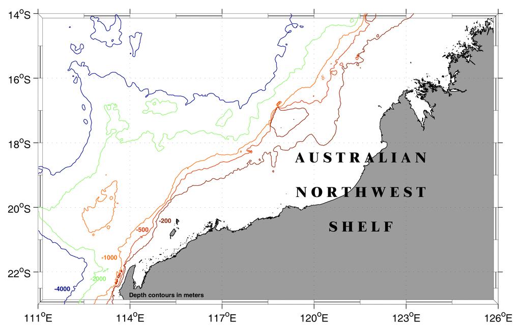 Overview The Australian Northwest shelf extends roughly 2000 km along the coast of Western Australia (Figure 1).