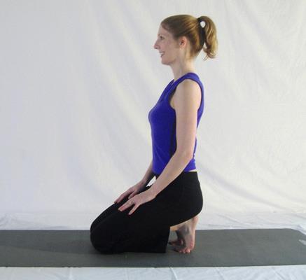 Stay in this position for 4-5 breaths On your next inhale, slowly raise head and chest and come back to sitting
