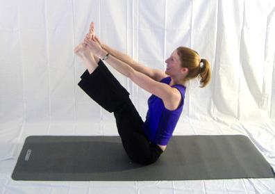 Preparation Postures Boat (in foot hold position) This variation of Boat helps students to practice flexibility more than strength and can be helpful to prepare for upward facing seated back stretch.