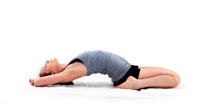 32) Extended Reclining Hero (Utthita Supta Virasana) Benefits: Stretches the hip, knee and ankle joints Stretches quadriceps, abdomen, chest and shoulders Strengthens low back and buttocks Improves