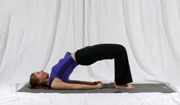 Preparation Posture Bridge or Bound Bridge Start lying on back (supine position), with hands at sides palms down Bend knees, placing feet on the floor about hip width apart and parallel not turned