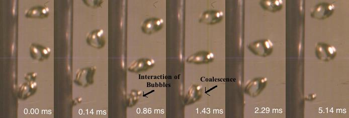 For the side view of bubbles, the spanwise and streamwise movements of bubble number 10 during growth period are shown in Fig.