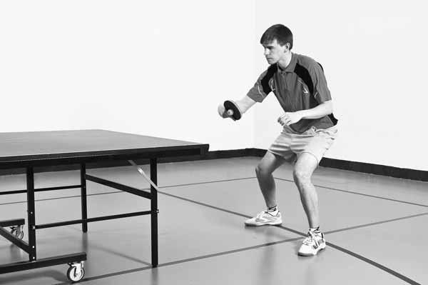 Table Tennis: Steps to Success Begin the stroke by straightening your knees and hips and rotating your shoulders to your racket side.