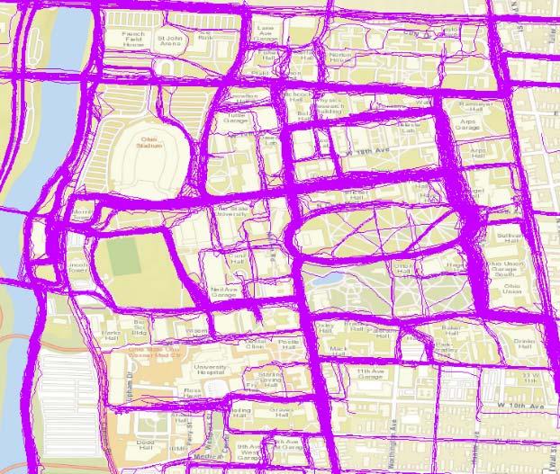 map (Figure 24) shows the screen shots of the final bicycle GPS traces