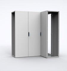As the enclosures are useable from both sides, this configuration is very useful when enclosures are mounted in the centre of its environment (i.e. data centres and control rooms).
