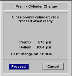 Premix Cylinder Change Set-up 1. Verify the room evacuation and safety equipment are available. 2. Verify gas wrench and new cylinder are available. 3. Maintain power to the system. 4.