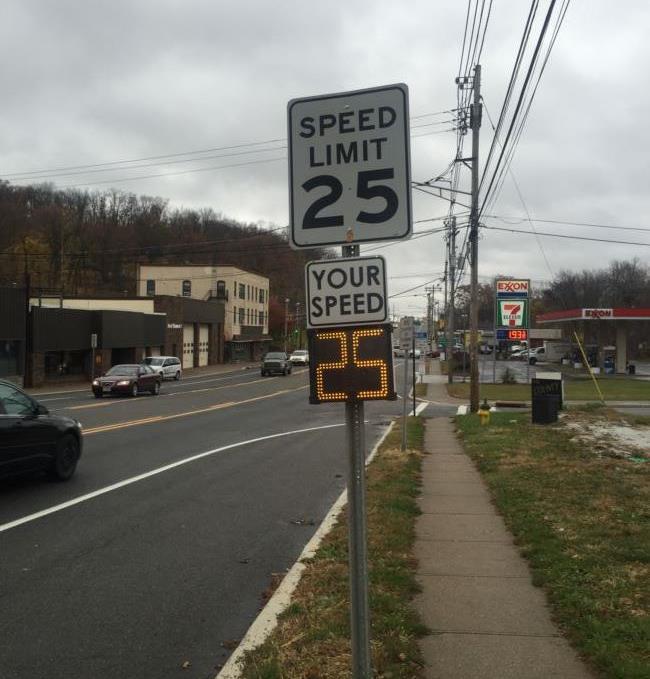 The speed sentry device was placed on a 25 MPH speed limit sign on the northbound lane of U.S.
