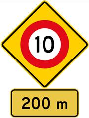 Sign TCD MOTSAM Example Code Rule Code Code Use WA3 W10-3 none A W10-3 sign consists of a speed limit sign displayed on a standard PW diamond sign plate.