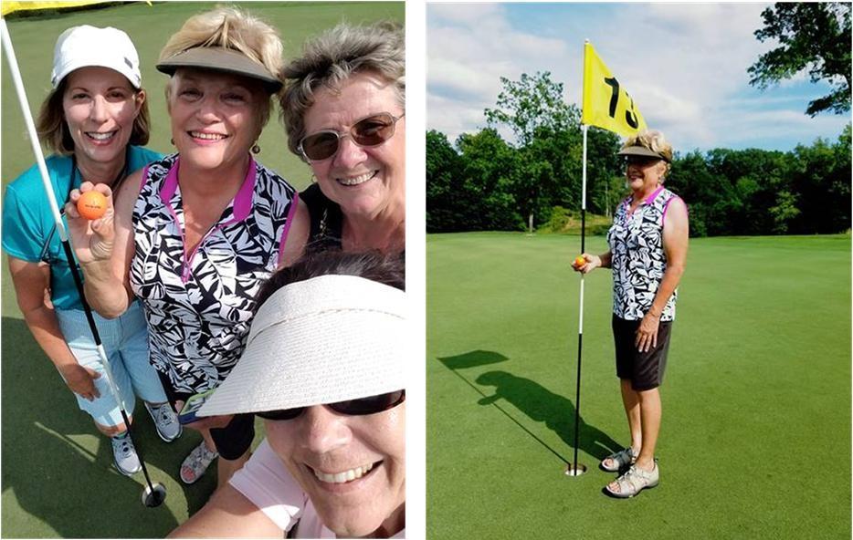 And then on October 7 at the Bill Reilly event Cheryl Woodin aced the par 3 1st hole. Congratulations to both Linda and Cheryl. They split 75% ($ 127.