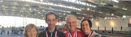 Our masters with their medal hall from the British Indoor Championships Kathleen Madigan, Stan Walker, Trevor Madigan and Fiona Davidson.