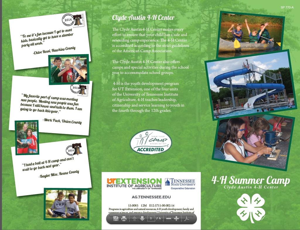 REMINDER: 2016 4-H Camp Promotional Brochures and Distribution The procedure for 4-H Camp promotional brochure distribution was sent to counties via email in November.