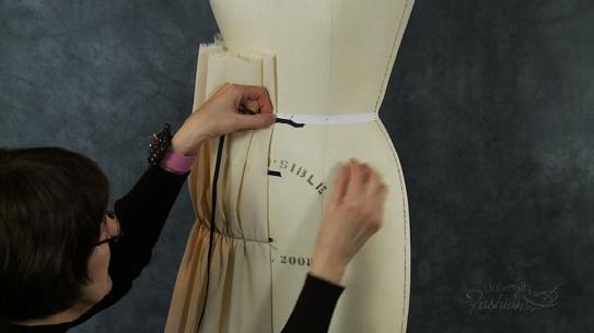 Module 7 Skirt Prep and Drape Step 13A With a piece of 1/4 woven style tape, pin the