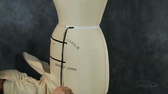 Module 8 Skirt Marking Step 2A Remove the pins from the skirt beginning on the hip then remove the waist tape.