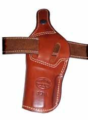 Item # M9W - With extended body shield Mini open bottom leather lined holster that rides