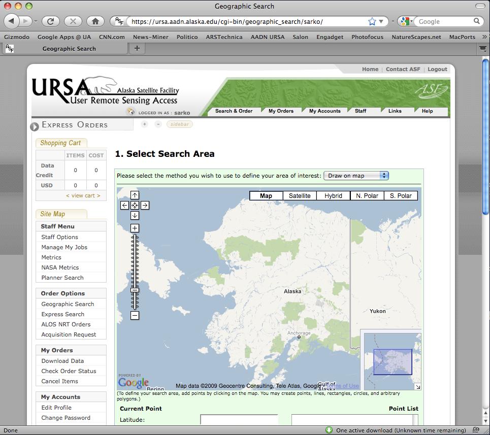 URSA Capabilities URSA supports evergrowing features Polar searches using customized Google Maps