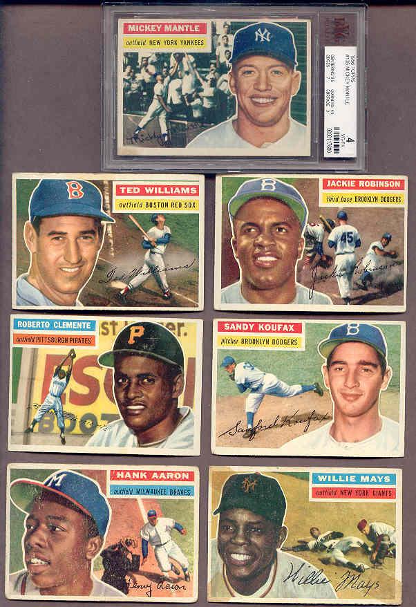 The tough high number series #220-280 grades 50% VG-EX and 50% GD-VG. Set includes 9 professionally graded cards by Beckett. Other stars grade as follows: Mantle BVG 1.